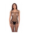 Bodystocking large maille ouvert à l'entrejambe - REN7095-BLK