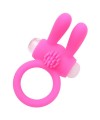 Anneau vibrant silicone rose avec oreilles de lapin - COR-003PNK