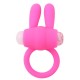 Anneau vibrant silicone rose avec oreilles de lapin - COR-003PNK