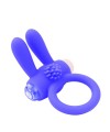 Anneau vibrant silicone bleu avec oreilles de lapin - COR-003BLU