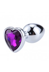 Plug bijou en aluminium. Bijou coeur violet Medium - RY-014PUR