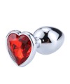 Plug bijou coeur en aluminium. Bijou rouge Small - RY-013RED