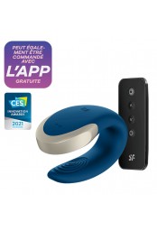 Vibromasseur connecté pour couple avec télécommande Double Love bleu Satisfyer - CC597446