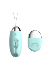 Oeuf vibrant rainuré turquoise USB avec télécommande - TOD-008TUR