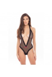 Body noir fine résille, ouvert sur l'arrière - REN50020-BLK