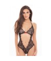 Bodystring en dentelle noire ouvert à l'entrejambe - REN50021-BLK