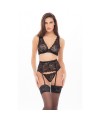 Ensemble 3 pièces noir en dentelle - REN53023-BLK