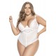 Body string grande taille ouvert à l'entrejambe, en dentelle blanche - MAL8674XWHT