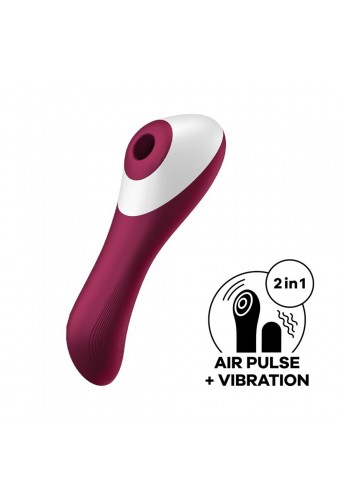 2 en 1 Vibromasseur et stimulateur de clitoris USB rouge Dual Crush Satisfyer - CC597786