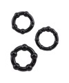 Pack 3 cockring noir avec billes - COR005BLK