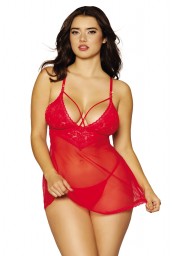 Nuisette et string rouge - DG12701RED