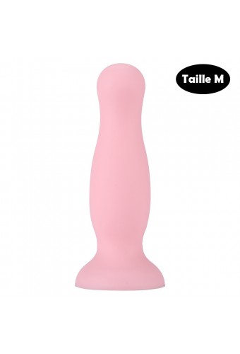 Plug anal ventouse rose pastel taille M - A-001-M-PNK