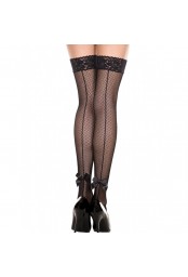 Bas résille noirs  effet coutures et noeuds satinés sur l'arrière des chevilles 