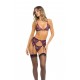 Ensemble 3 pièces violet comprenant Soutien gorge, porte jarretelles et string - REN53029-PUR