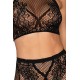 Ensemble Brassière fine résille et collant imprimé - DG0391BLK