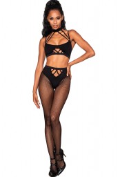 Ensemble de deux pièces avec brassière à lanières et collants.- DG0390BLK