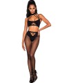 Ensemble de deux pièces avec brassière à lanières et collants.- DG0390BLK