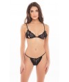 Ensemble 2 pièces en dentelle, soutien-gorge et string semi ouvert - REN53027-BLK