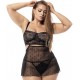 Ensemble lingerie résille, grande taille, noir 2 en 1 - MAL7492XBLK