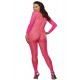 Bodystocking rose fluo résille grande taille ouvert à l'entre-jambes - DG0015XHPK