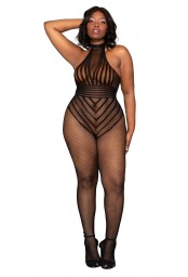 Bodystocking en résille grande taille - DG0402XBLK