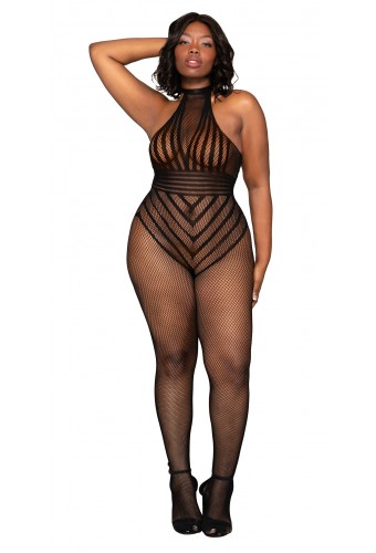 Bodystocking en résille grande taille - DG0402XBLK