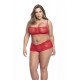 Ensemble lingerie, grande taille,  rouge top bustier et shorty dentelle   - MAL206XRED