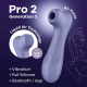 Stimulateur de clitoris 2 embouts Connecté avec technologie Liquid air Pro 2 Generation 3 violet USB Satisfyer - CC597815