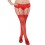 Bas résille rouges grande taille avec jarretières florales - DG0006XRED
