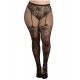 Collant grande taille dentelle et résille dans un style culotte taille haute - DG0346XBLK