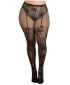 Collant grande taille dentelle et résille dans un style culotte taille haute - DG0346XBLK