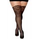 Bas noir grande taille avec jarretières leopard - DG0432XLEB