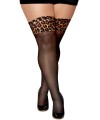 Bas noir grande taille avec jarretières leopard - DG0432XLEB