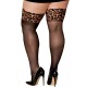 Bas noir grande taille avec jarretières leopard - DG0432XLEB