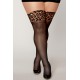 Bas noir grande taille avec jarretières leopard - DG0432XLEB