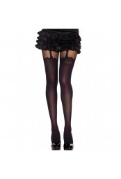 Collant nylon fantaisie opaque noir style bas jarreteles