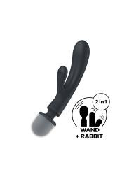 2 en 1 Vibromasseur rabbit et wand noir USB Triple Lover Satisfyer - CC597825