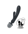 Vibromasseur rabbit et wand 2 en 1 noir USB Triple Lover Satisfyer - CC597825