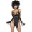 Nuisette dentelle et résille noire avec string sexy- MAL7502BLK