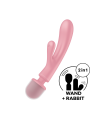 2 en 1 Vibromasseur rabbit et wand rose USB Triple Lover Satisfyer - CC597843