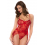 Body en maille brodée rouge - MAL8897RD