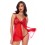 Babydoll rouge et string assorti - MAL7559RD