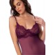 Nuisette en dentelle bordeaux et string assorti - MAL7554WINE