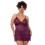 Nuisette en dentelle grande taille bordeaux et string assorti - MAL7554XWINE