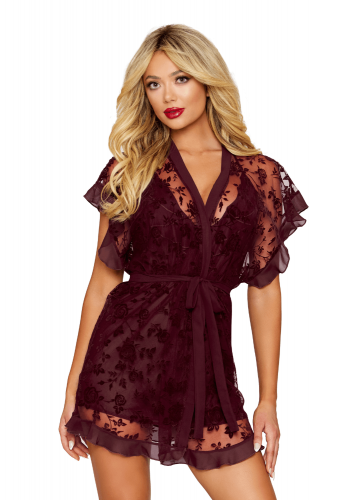 Nuisette et peignoir couleur aubergine - DG13666CHE