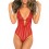 Body rouge en dentelle et fine résille - REN50013-RED