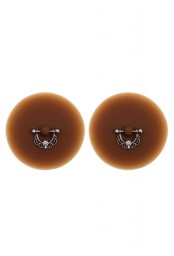 Paire de cache-tétons piercing barre demi-anneau faux diamant peau foncée - XP008F