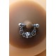 Paire de cache-tétons piercing barre demi-anneau faux diamant peau foncée - XP008F