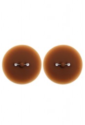 Paire de cache-tétons piercing barre faux diamant peau foncée - XP001F
