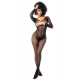 Combinaison manches longues en résille noire - MAL1102BLK